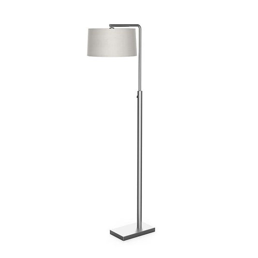 Silver Floor Lamp with White Brussels Hardback Shade – 72” GU-24 Metal Standing Lamp