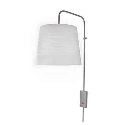 Wall Mounted Pendant – Linen Texture White Shade with Champagne Metallic Finish
