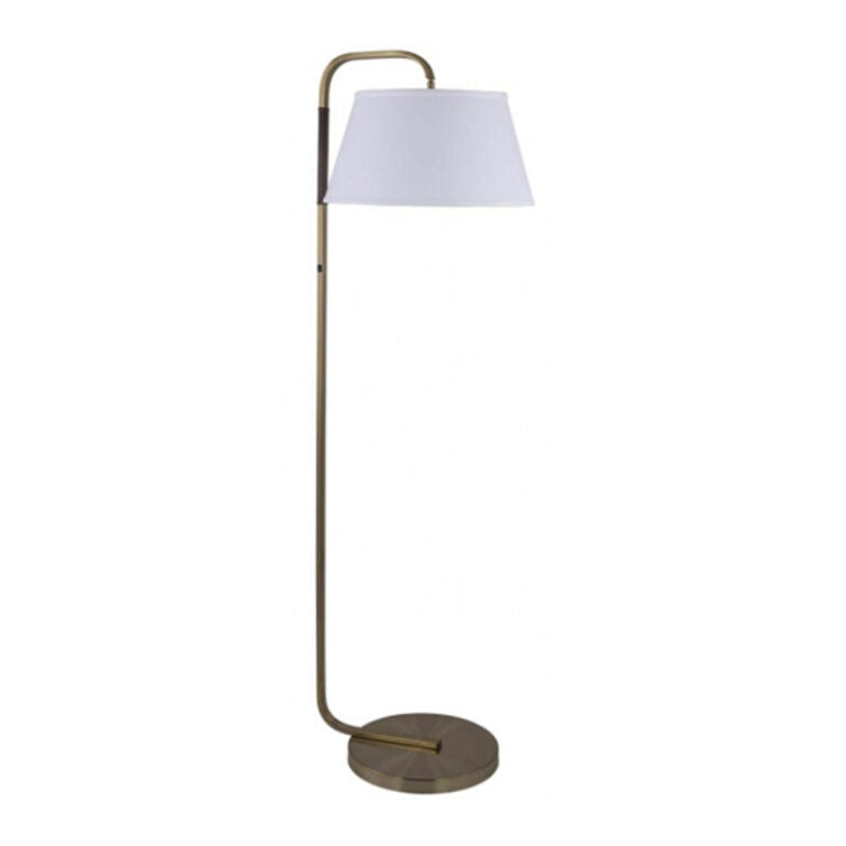 Floor Lamp 120120 – Antique Brass with White Hardback Shade | IHG Spec SG-404.1.1 (SKU: HIC-0096)
