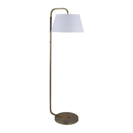 Floor Lamp 120120 – Antique Brass with White Hardback Shade | IHG Spec SG-404.1.1 (SKU: HIC-0096)