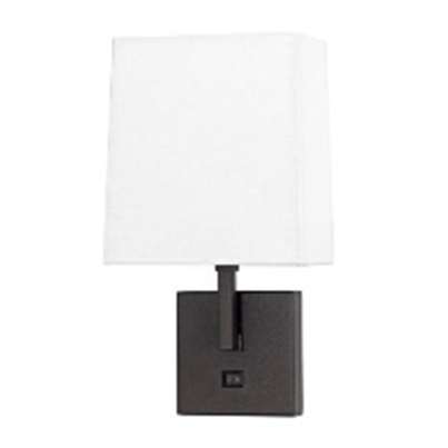 Single Headboard Sconce – Mineral Bronze Finish | White Hardback Shade | 120V Direct Wire (SKU: HIC-0115)