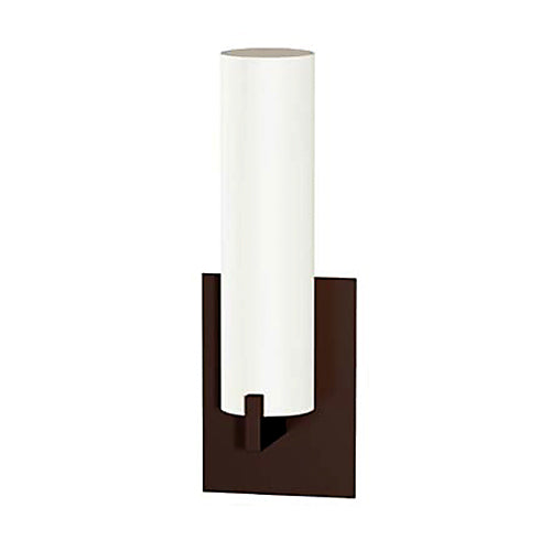 Bronze 14" Bath Sconce – White Opal Glass Bathroom Wall Light