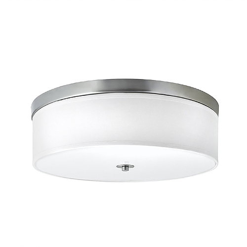 16" Brushed Nickel Ceiling Drum Light – White Acrylic Shade