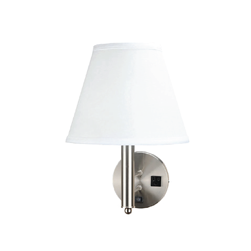 Brushed Nickel 17" Single Wall Sconce – Pure White Linen Tapered Round Shade
