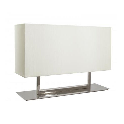 Polished Nickel 23.5" Table Lamp – White Linen Shade, 18W