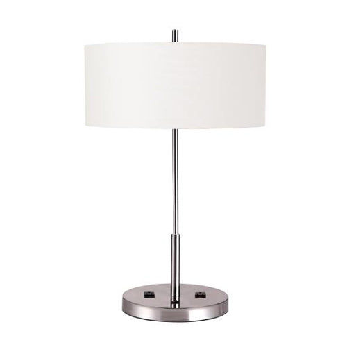Brushed Nickel Table Lamp with White Linen Shade – 13W Each