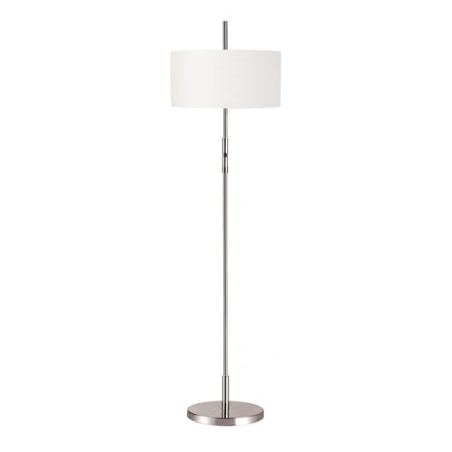 Brushed Nickel Floor Lamp with White Linen Shade – 27W Each