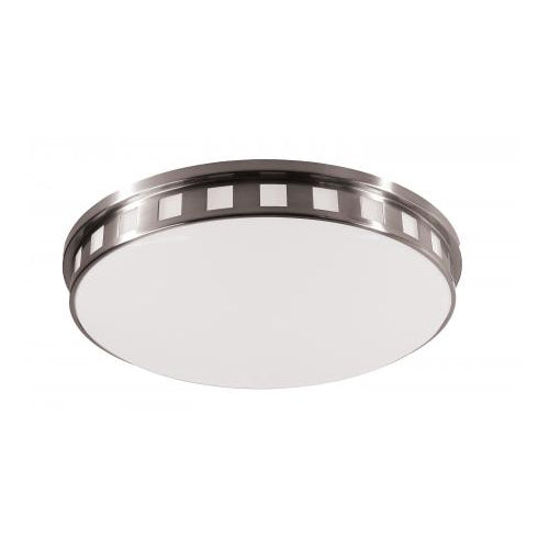 Brushed Nickel Flush Mount Ceiling Light with Frosted White Shade – 40W