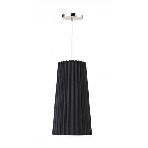 Brushed Nickel Floor Lamp with Black Linen Knife Pleat Shade – 27W