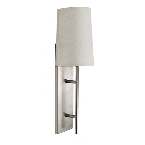 Brushed Nickel Hardwired Table Lamp with Flax Linen Half Shade – 26W