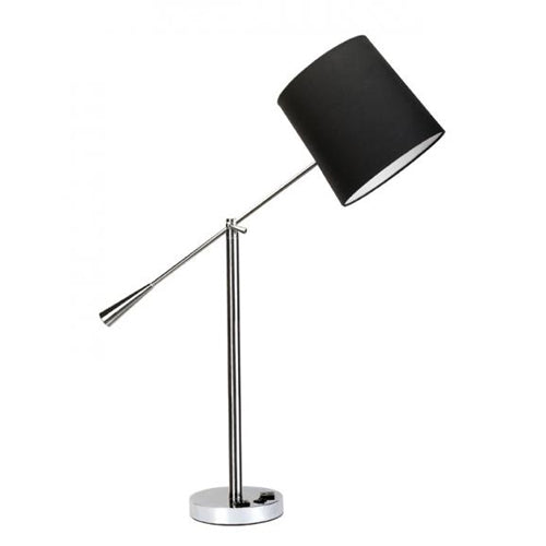 Polished Chrome Adjustable Floor Lamp with Black Linen Shade – 23W