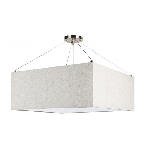 Brushed Nickel Flush Mount Ceiling Light with Flax Linen Shade – 13W Each