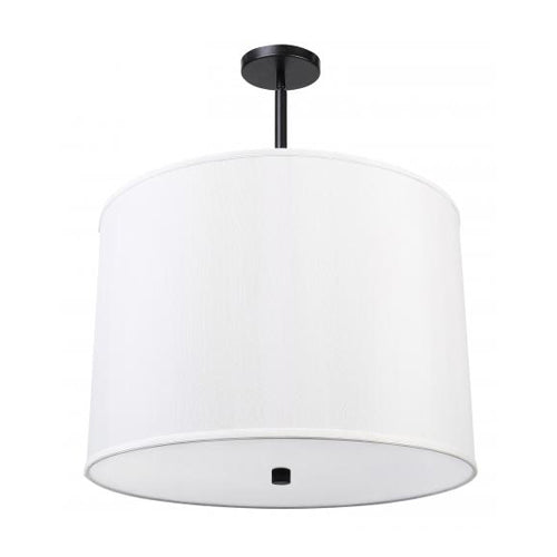 Satin Black Flush Mount Ceiling Light with Shantung Ivory Shade – 18W Each