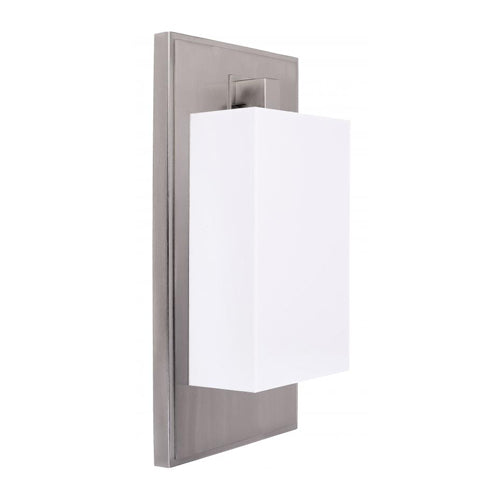 Brushed Nickel Wall Sconce with Frosted White Acrylic Diffuser – 18W Fluorescent/LED
