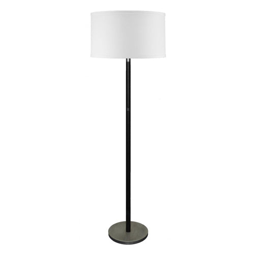 Dark Bronze Cold Nickel Floor Lamp with White Linen Shade – 18W