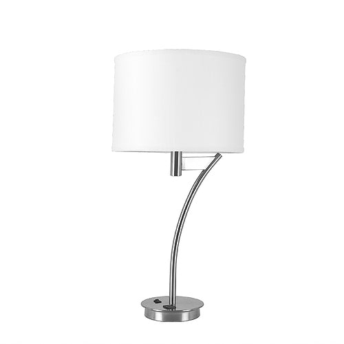 Brushed Nickel Single Table Lamp with Pure White Linen Shade – Set of 2