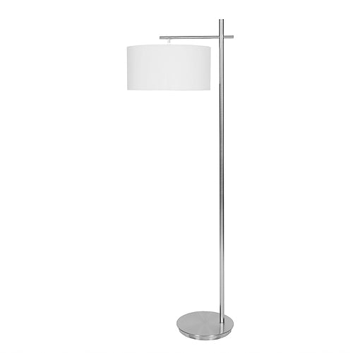Englewood Brushed Nickel Floor Lamp with Pure White Linen Shade – Set of 2