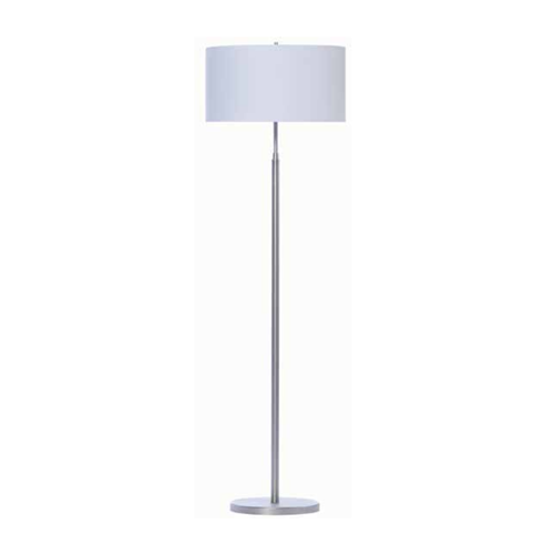 Brushed Nickel Floor Lamp with White Hardback Drum Shade – Dual E26 Sockets