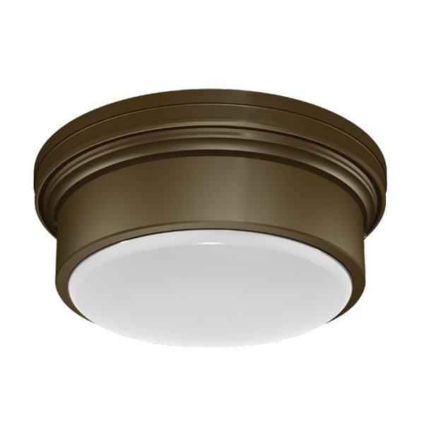Painted Antique Brass Flush Mount Ceiling Light with Frosted White Shade – 2 x 40W E12 | SKU: HIC-0190