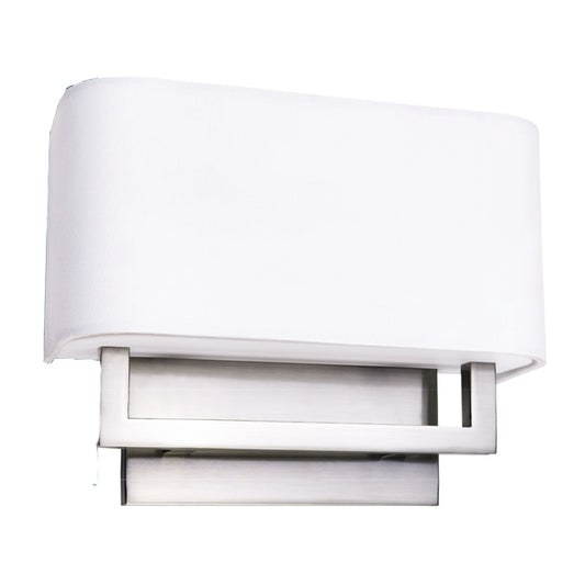 Brushed Nickel Wall Light with White Linen Shade – 2 x 13W GU24 Hardwired