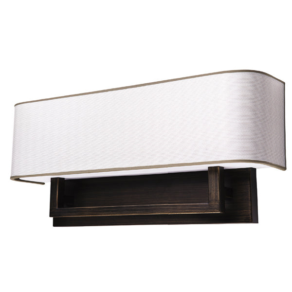 Statuary Bronze Wall Light with Beige/White Stripe Shade – 2 x 18W GU24 Hardwired