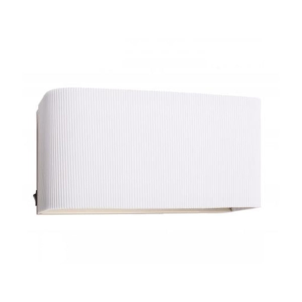 Brushed Nickel Headboard Wall Lamp with White Ribbed Shade – 2 x 18W GU24 | SKU: HIC-0214