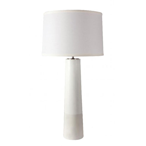 Matte & Gloss Alabaster Table Lamp with Ivory Linen Shade – 27W