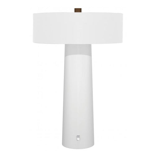 Neuhaus Matte White & Chestnut Woodline Table Lamp – 24” Height – 60W Medium Base