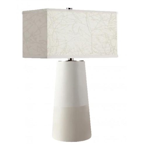 Matte & Gloss Alabaster Table Lamp with Brushed Nickel – 21.5” Height – 18W Dual Sockets
