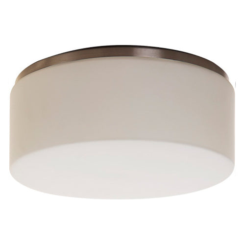 Brushed Nickel Ceiling Fixture – 9” Diameter – GU24 Socket with White Acrylic Lens – 120V Direct Wire