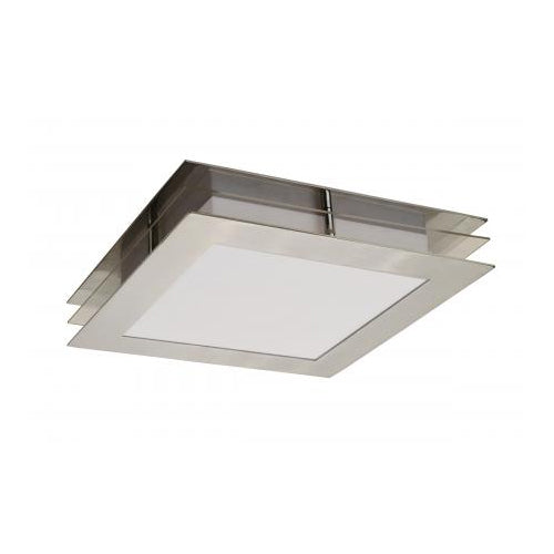 Frosted White & Clear Ceiling Fixture – Brushed Chrome Finish – 40W Hardwired Fluorescent