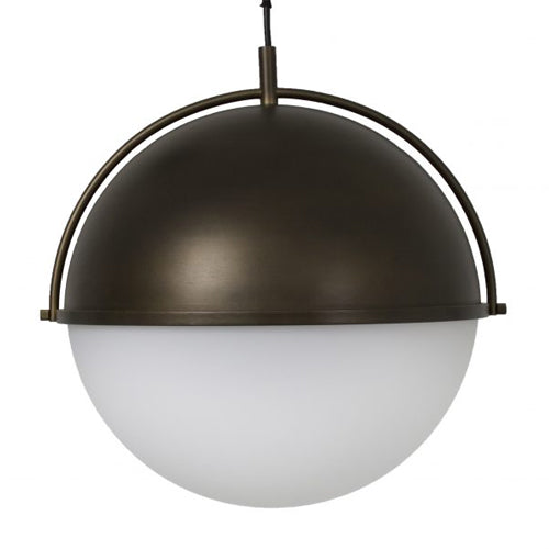 Bozeman Bronze Pendant Lamp – White Glass Globe – Adjustable 35.5” Height – 120V E26 Socket