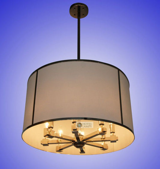 8-Light Polished Nickel Chandelier with Fabric Shades – HL-1362