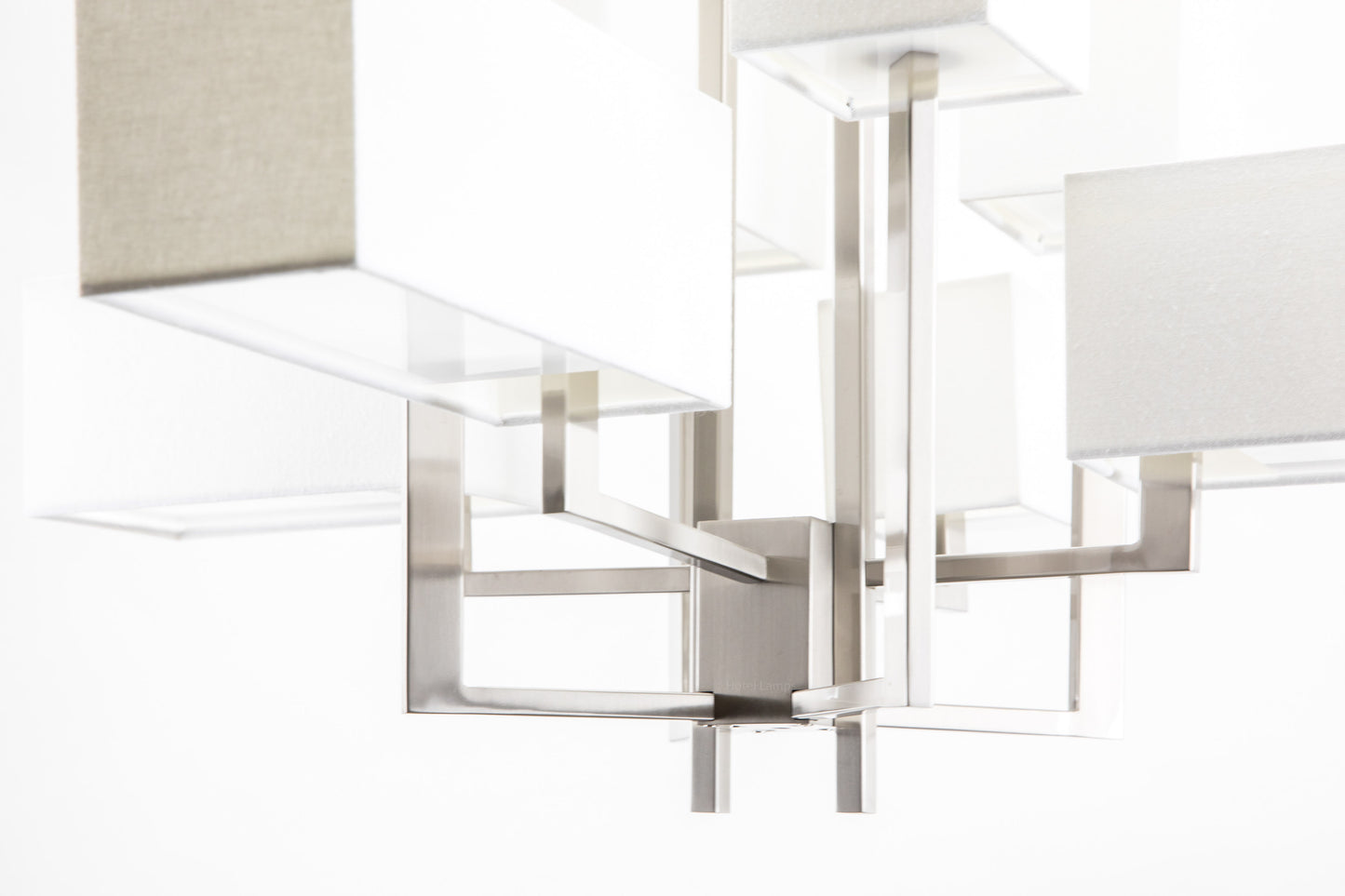 8-Light Matt Nickel Chandelier with Fabric & Acrylic Shades – HL-1414