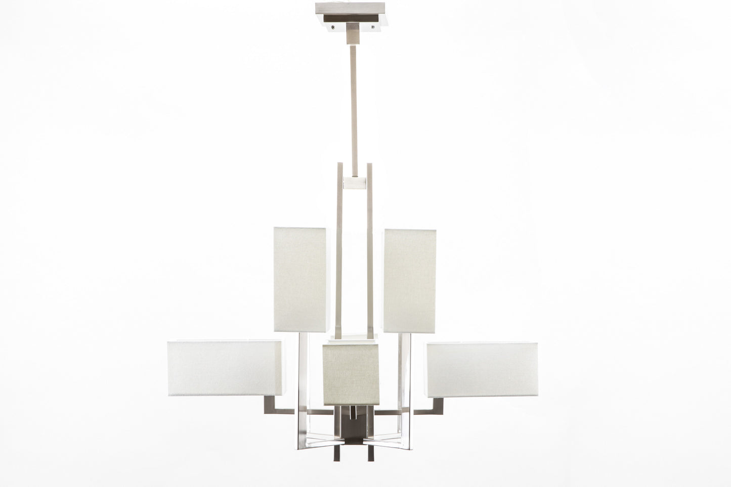 8-Light Matt Nickel Chandelier with Fabric & Acrylic Shades – HL-1414