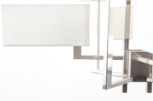 8-Light Matt Nickel Chandelier with Fabric & Acrylic Shades – HL-1414