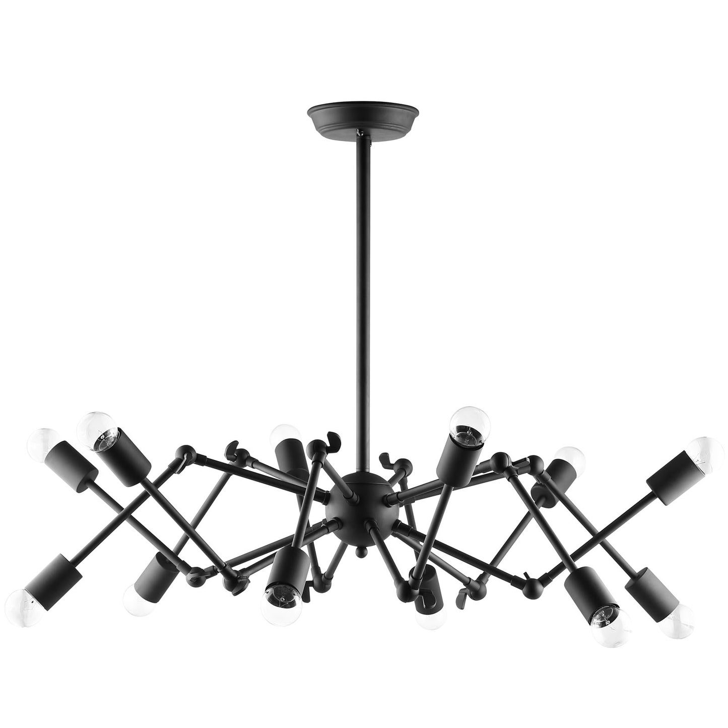 Tagmata Ceiling Fixture in Black – 12-Light Adjustable Industrial Pendant