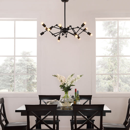 Tagmata Ceiling Fixture in Black – 12-Light Adjustable Industrial Pendant