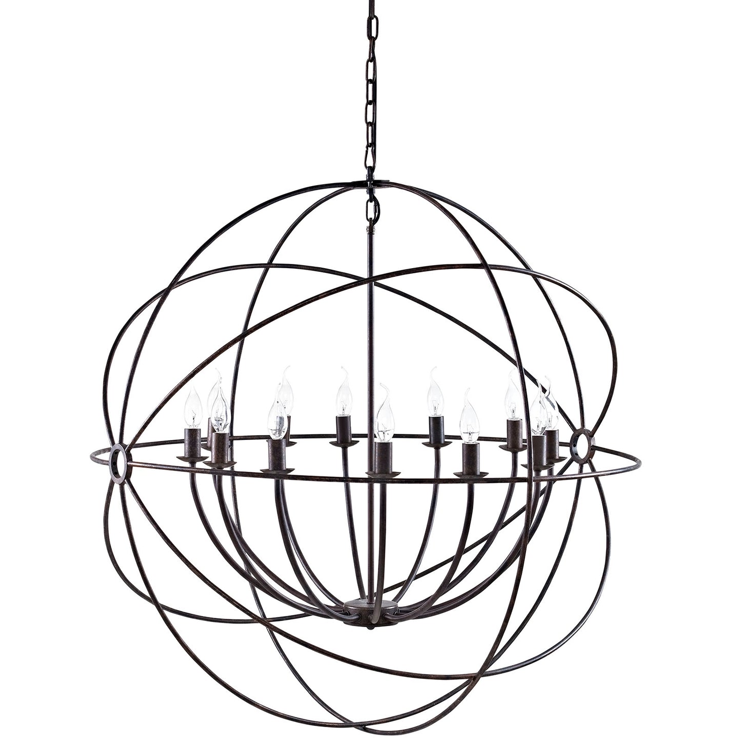 Atom 39.5" Chandelier in Brown – Vintage Modern 12-Light Ceiling Pendant