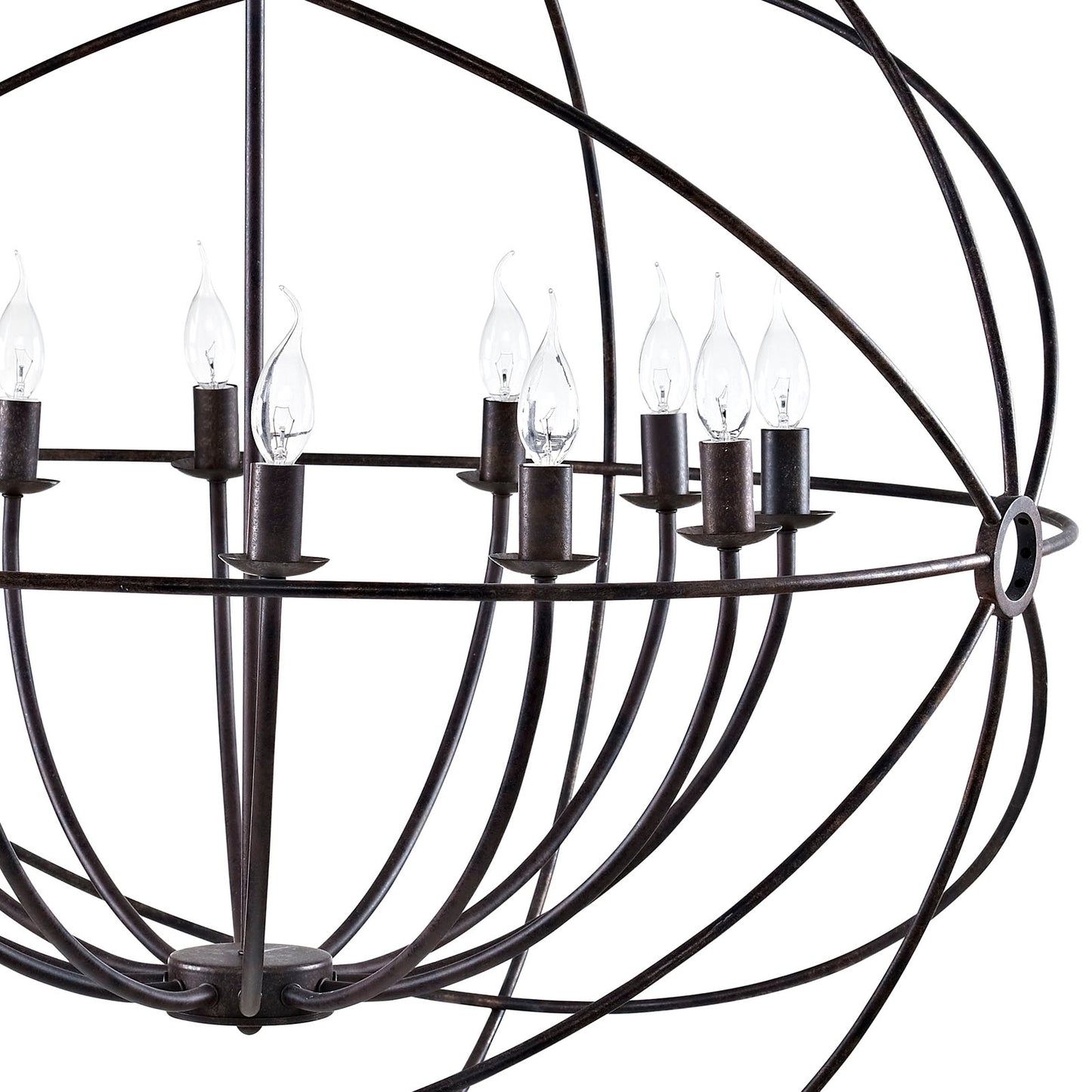 Atom 39.5" Chandelier in Brown – Vintage Modern 12-Light Ceiling Pendant