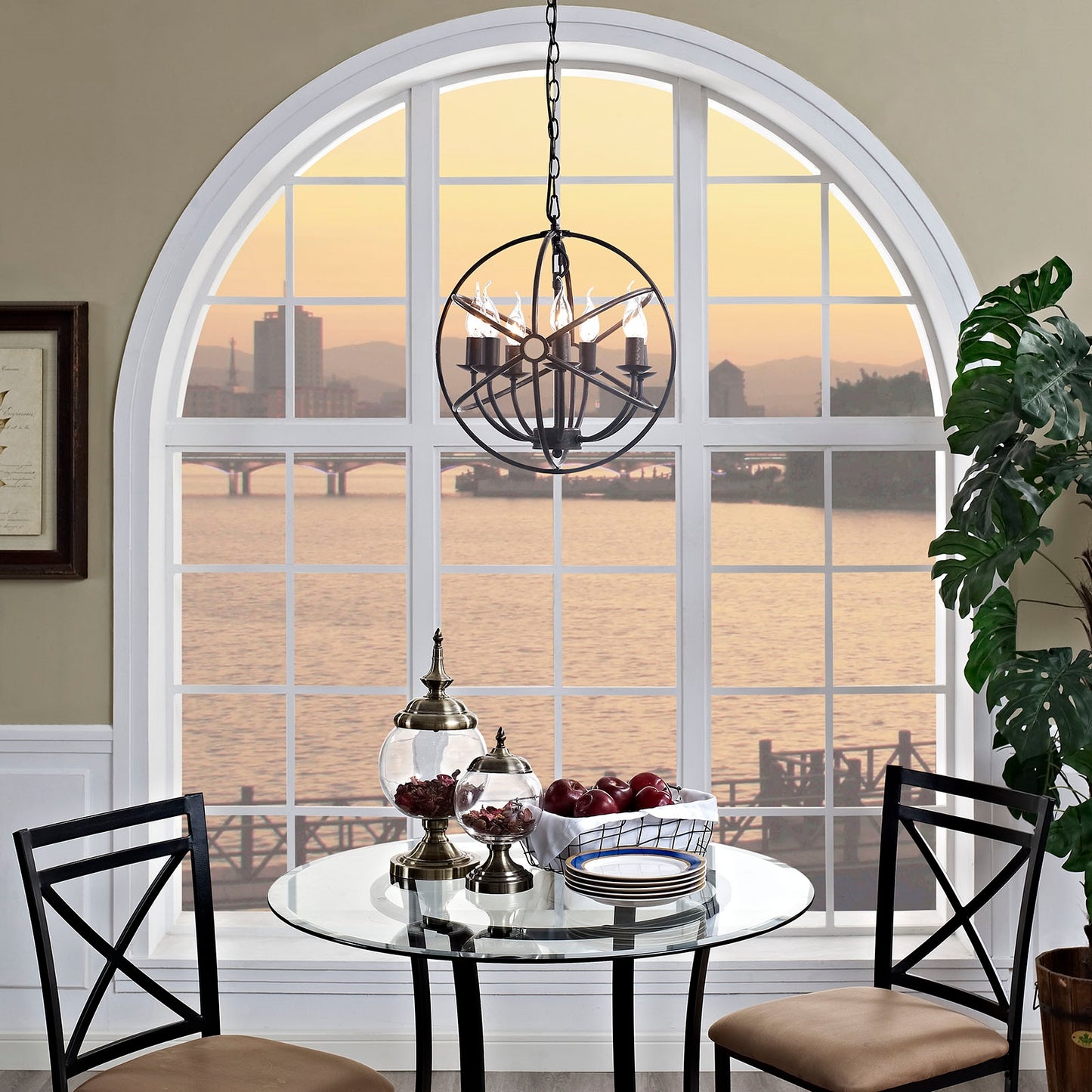 Atom Chandelier in Brown – Vintage Modern Ceiling Pendant