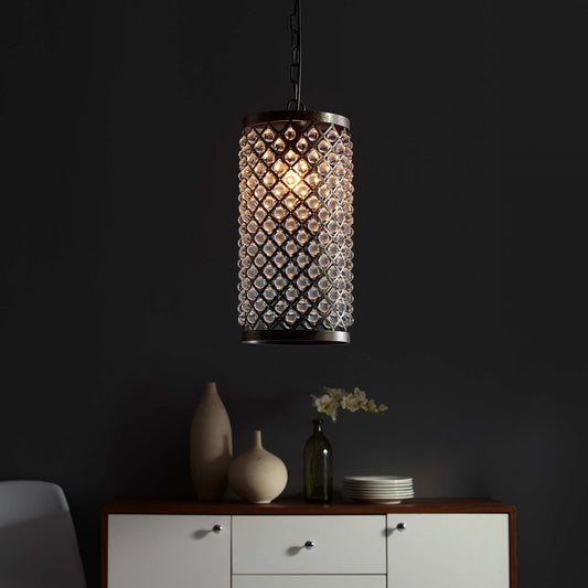 Reflect Glass and Metal Pendant Chandelier – Rustic Contemporary Cylindrical Pendant