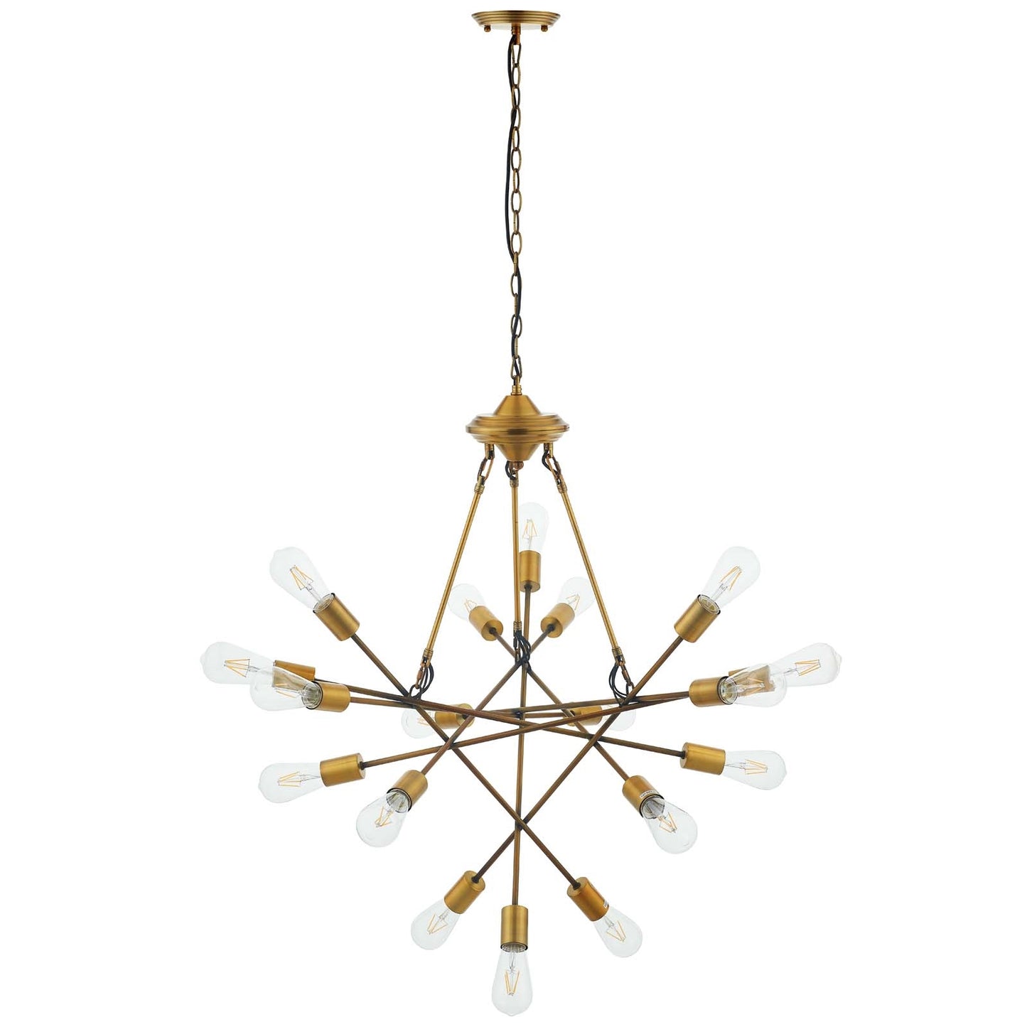 Request Antique Brass 18-Light Mid-Century Pendant Chandelier