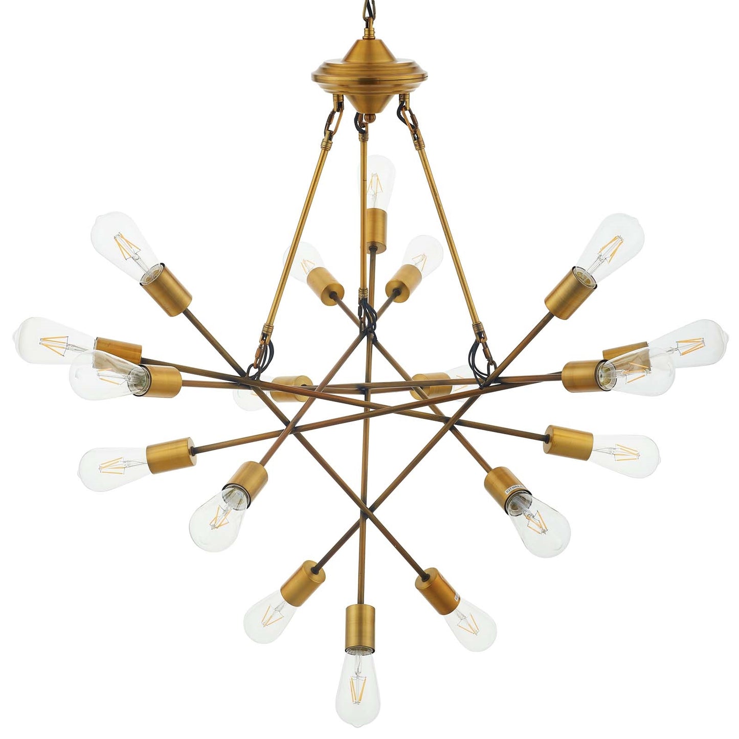 Request Antique Brass 18-Light Mid-Century Pendant Chandelier