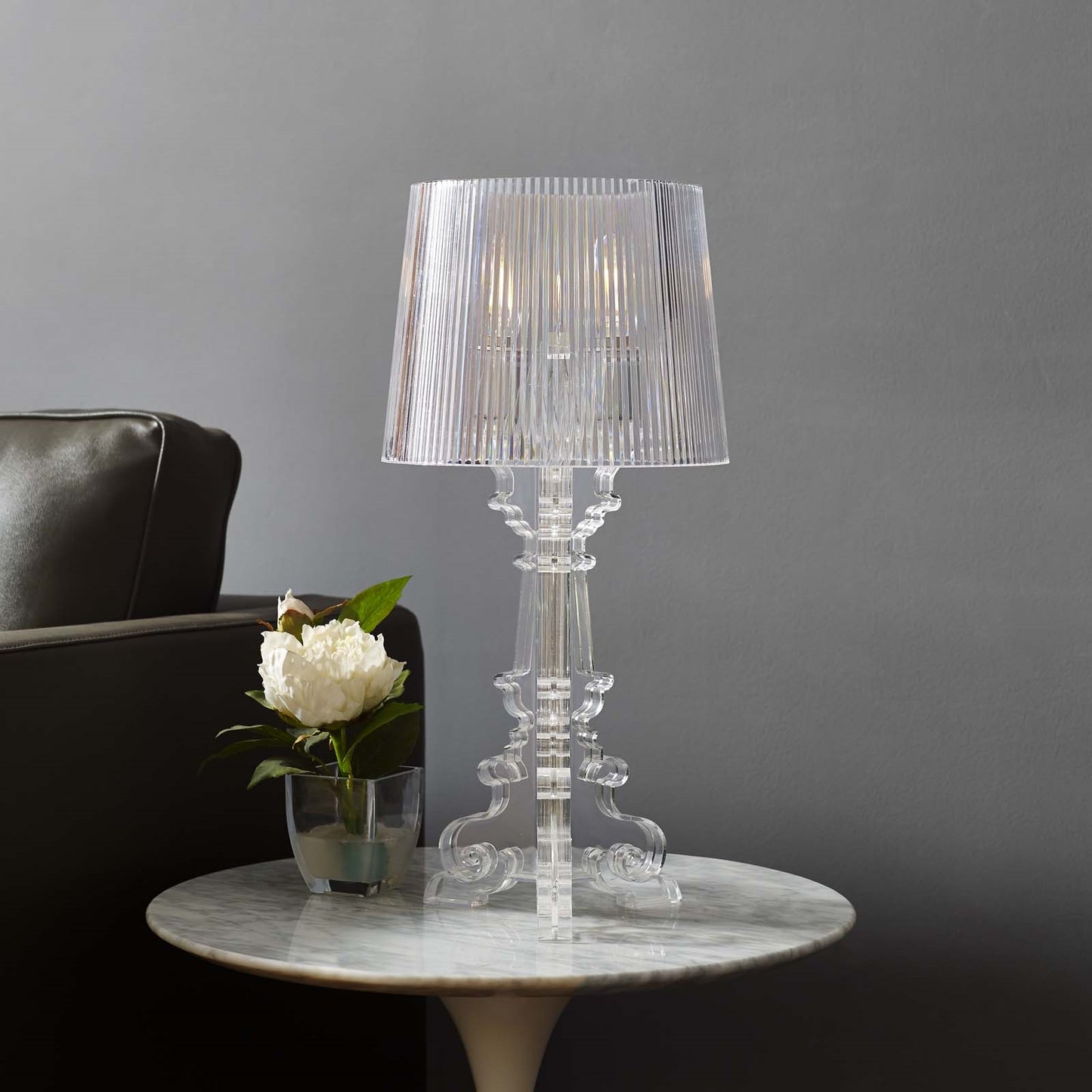 French Petite Acrylic Table Lamp – Clear Modern Accent Lighting