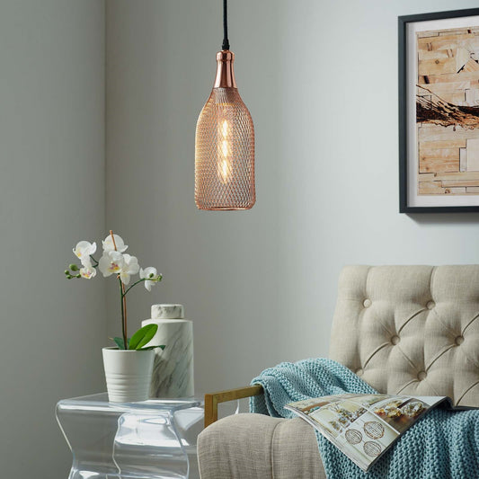 Glimmer Bottle-Shaped Rose Gold Pendant Light – Modern Chic Ceiling Fixture