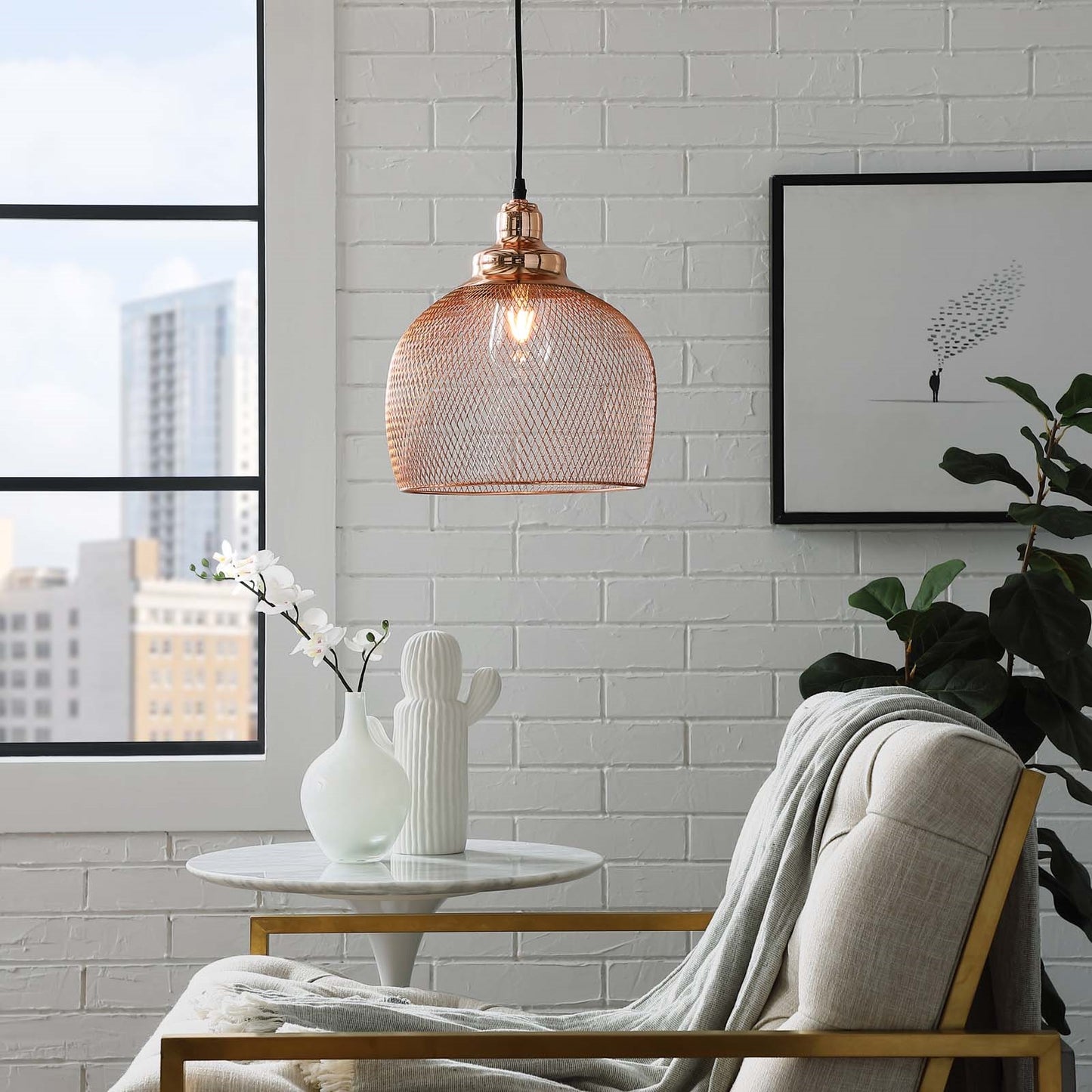 Glimmer Half-Sphere Rose Gold Pendant Light – Modern Chic Ceiling Fixture