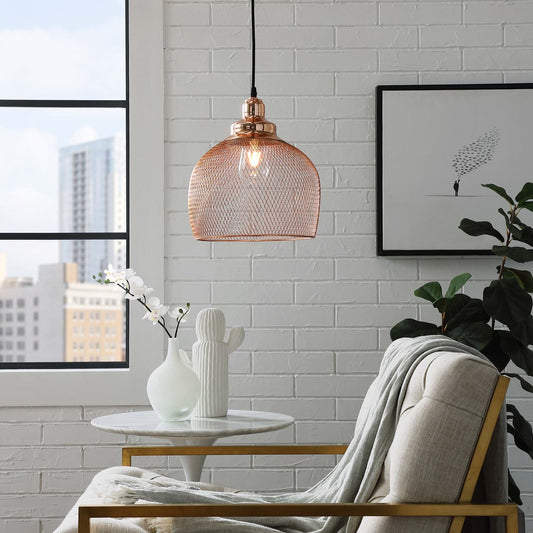 Glimmer Half-Sphere Rose Gold Pendant Light – Modern Chic Ceiling Fixture