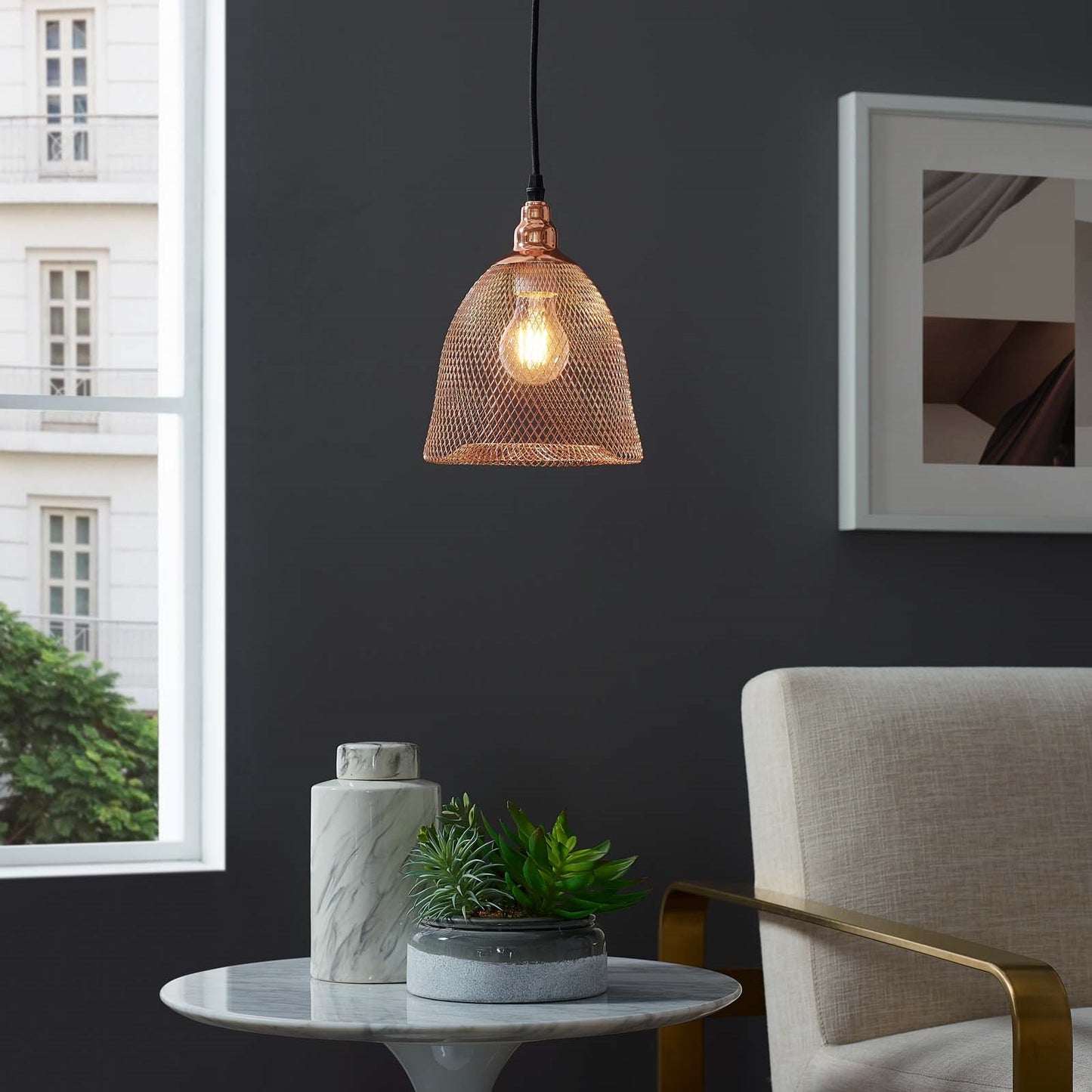 Glimmer Bell-Shaped Rose Gold Pendant Light – Modern Chic Ceiling Fixture