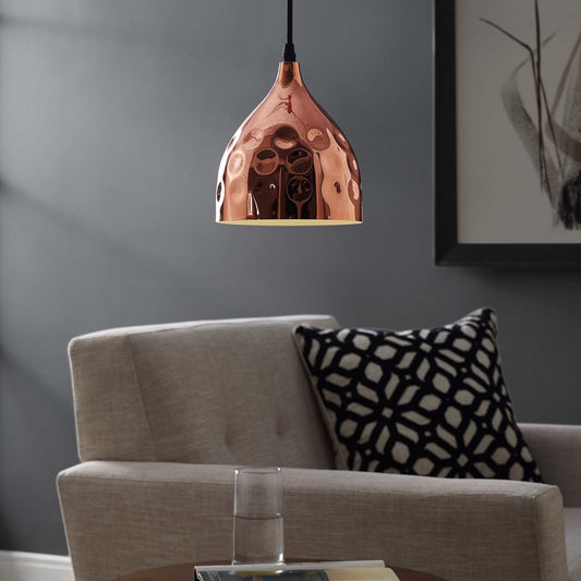 Dimple 6.5" Bell-Shaped Rose Gold Pendant Light – Modern Chic Ceiling Fixture